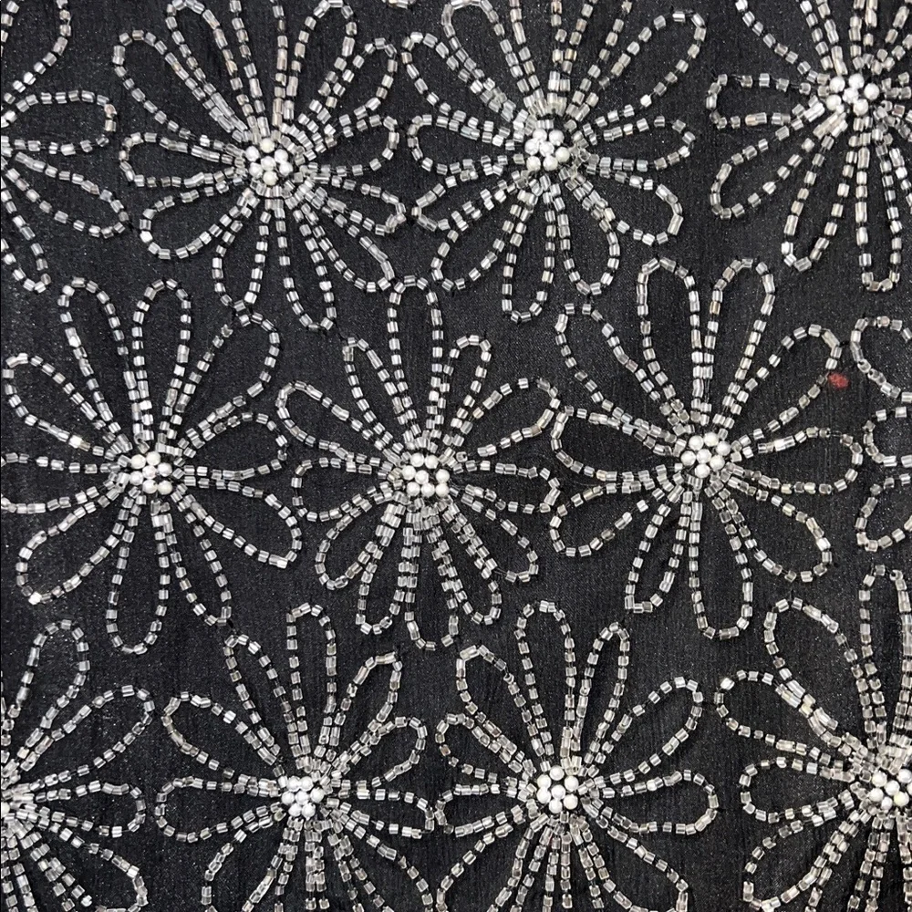Vintage Scala Black Floral Daisy Beaded Jacket M